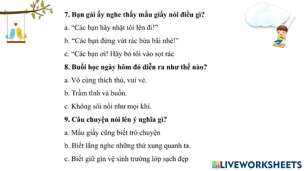 Lớp 2 Mẩu giấy vụn