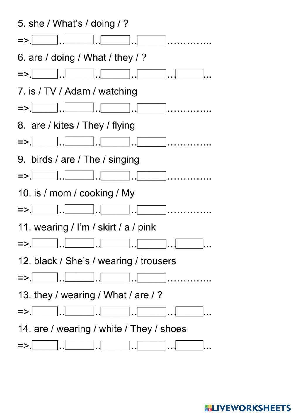 Starters clothes and activities