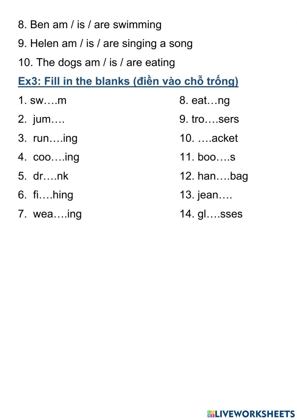 Starters activities and clothes