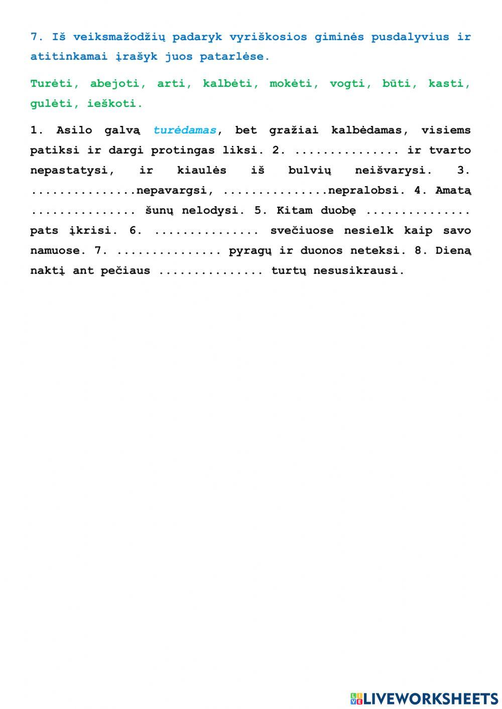 Pusdalyvio daryba ir rašyba