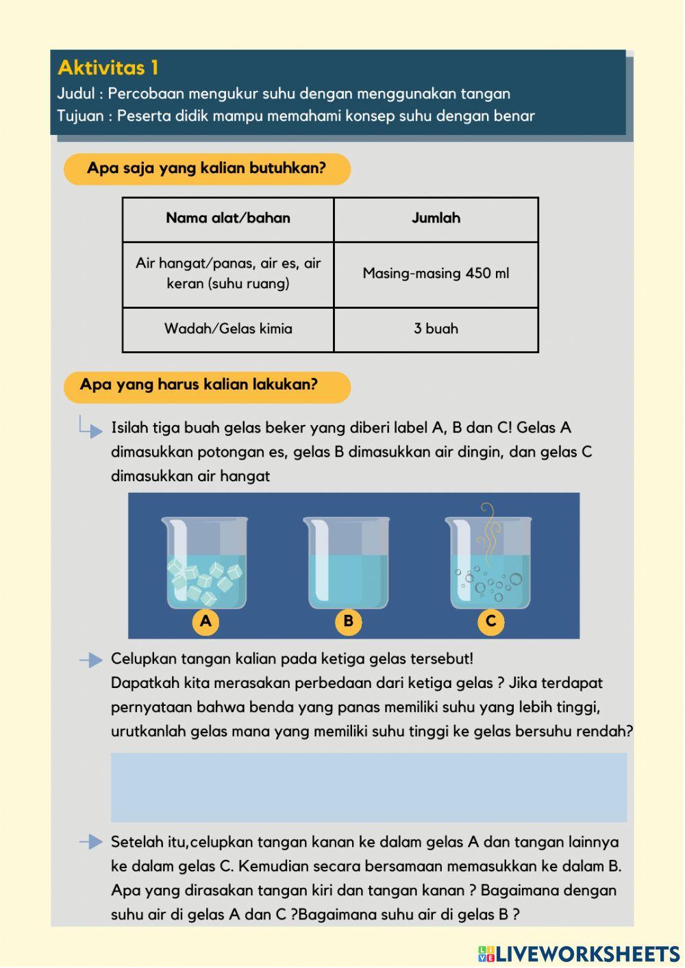 Lanjutan (1) LKPD 1 : SUHU