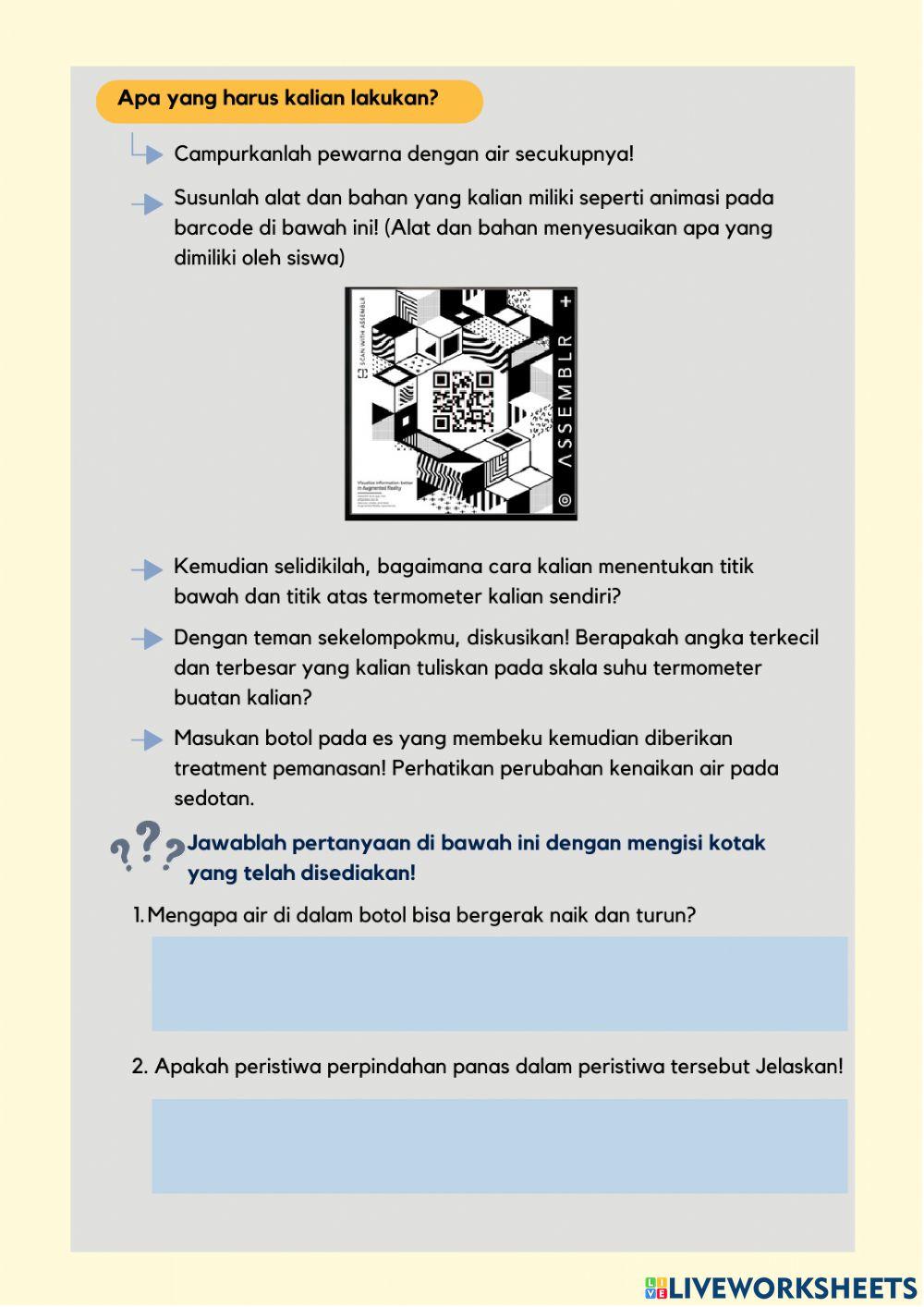 Lanjutan (1) LKPD 1 : SUHU