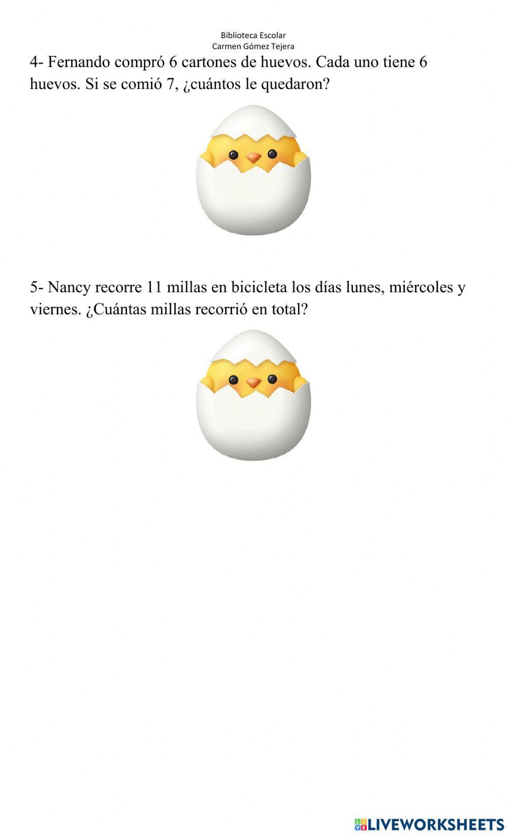Problemas verbales de multiplicación