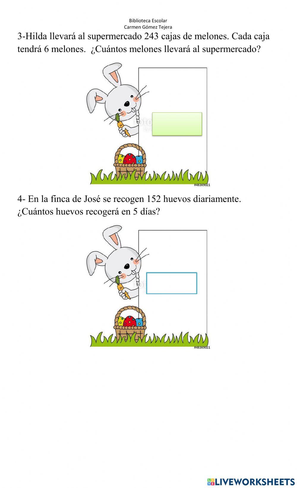 Problemas verbales multiplicación