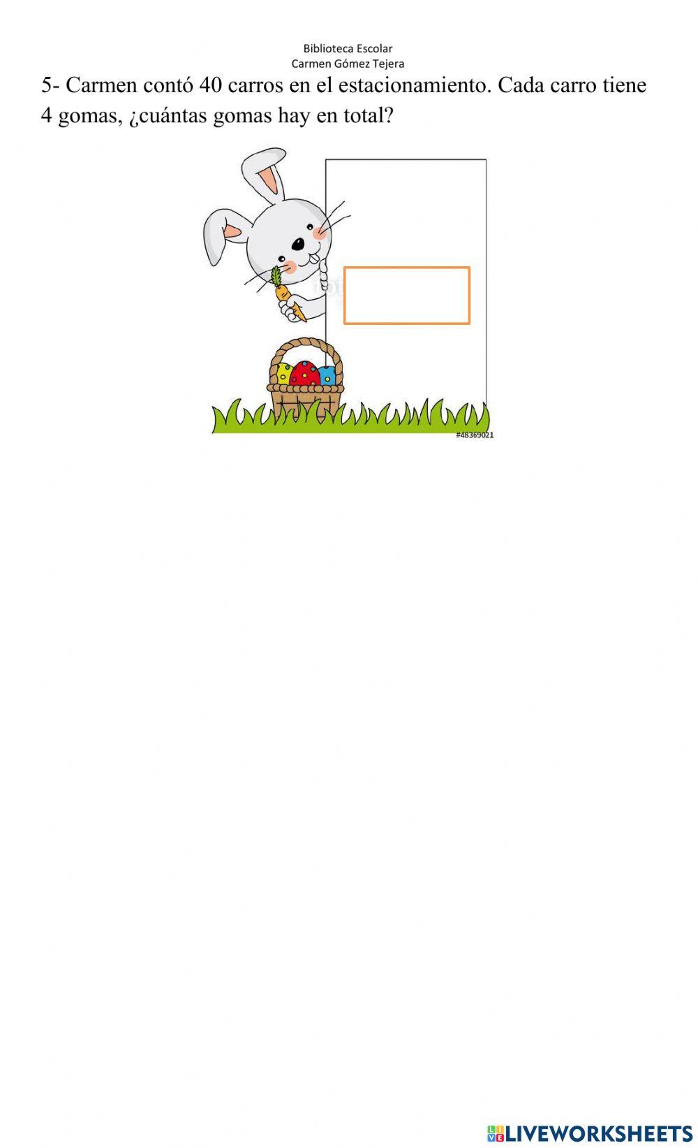 Problemas verbales multiplicación