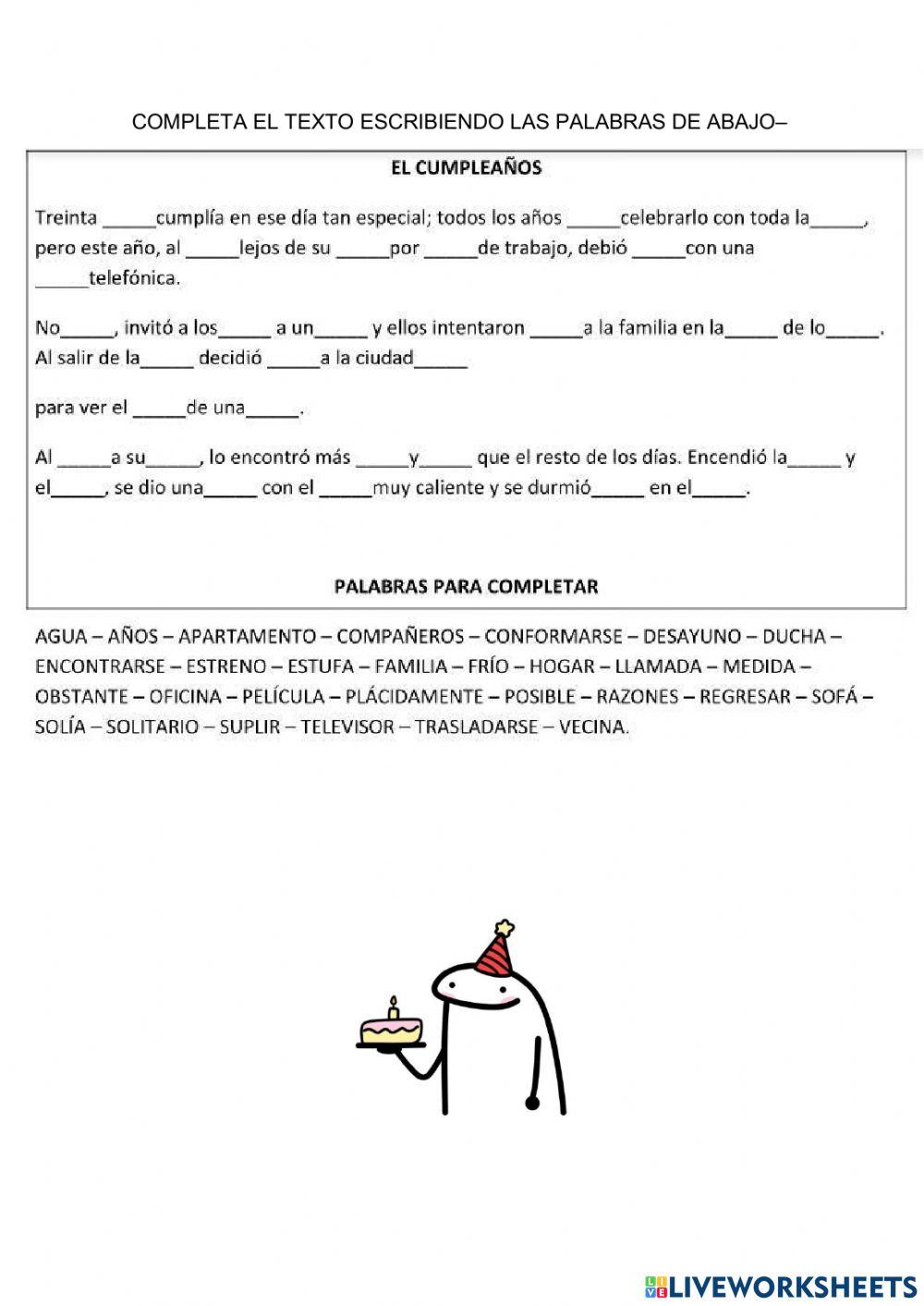 Completa con las palabras de abajo