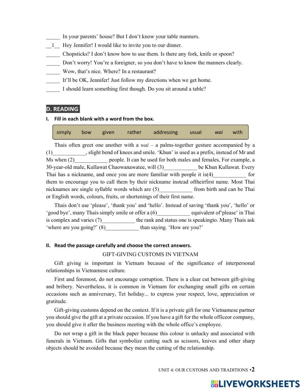 G8 U4 MLH Speaking, Reading & Writing