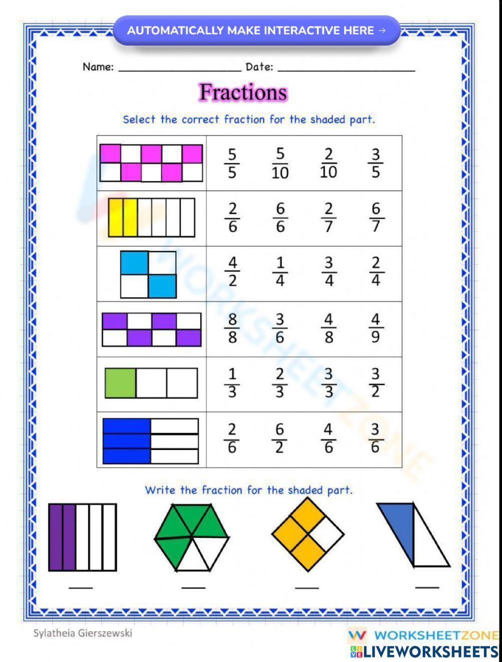 fraction assignment for class 3