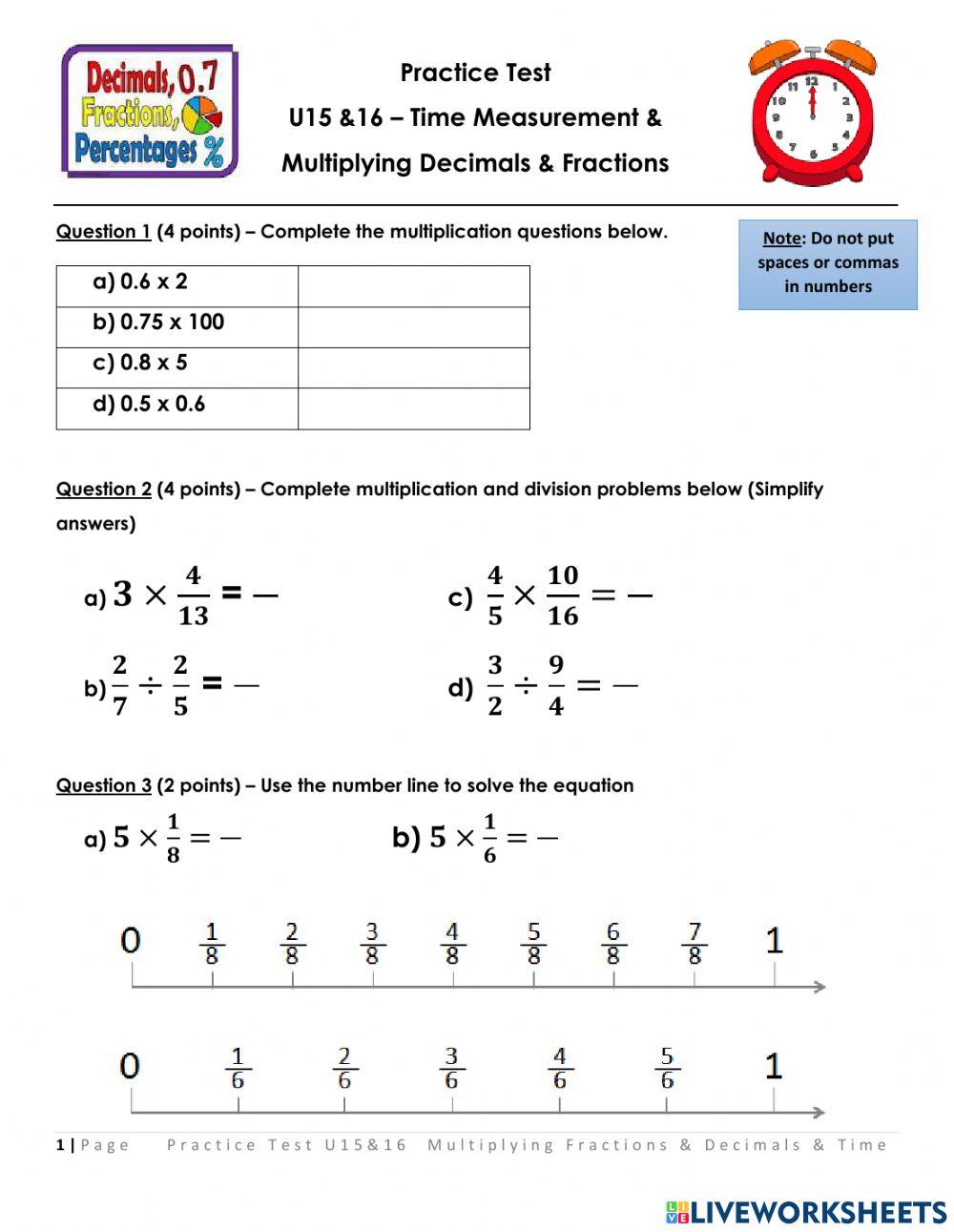 Time and Fraction Calculations