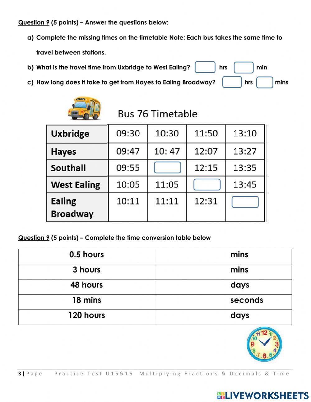 Time and Fraction Calculations