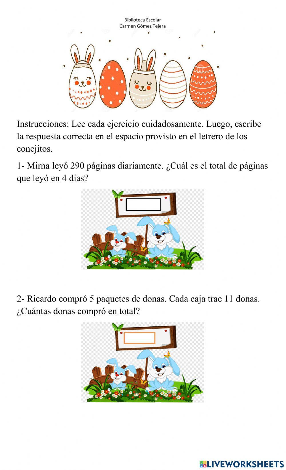 Problemas verbales de multiplicación
