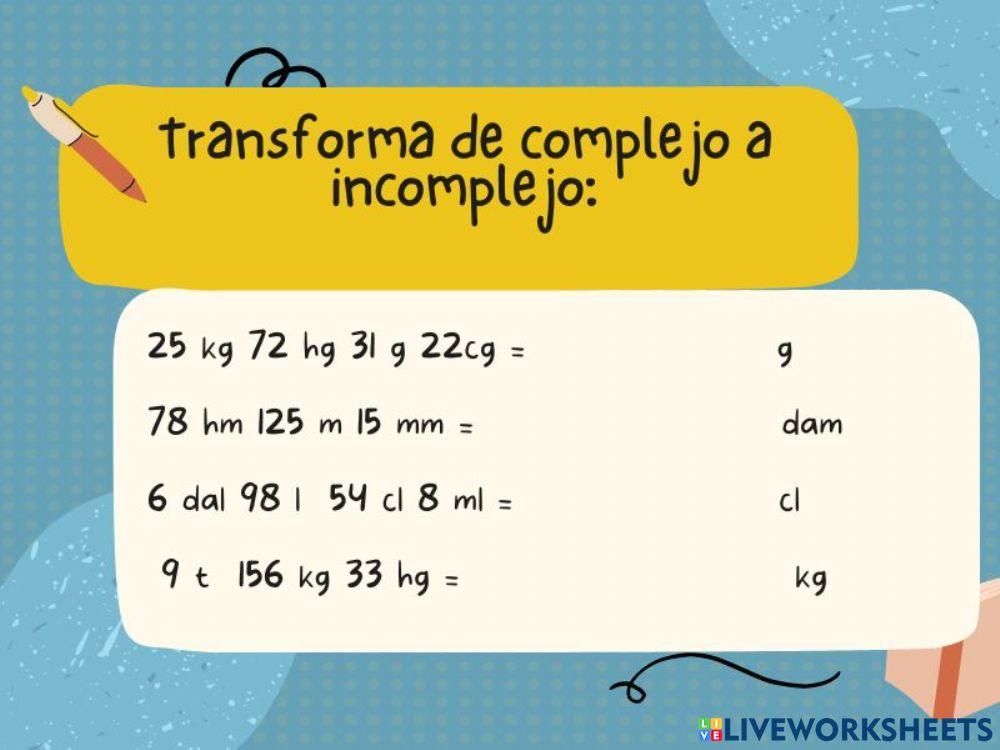 Transforma de complejo a incomplejo