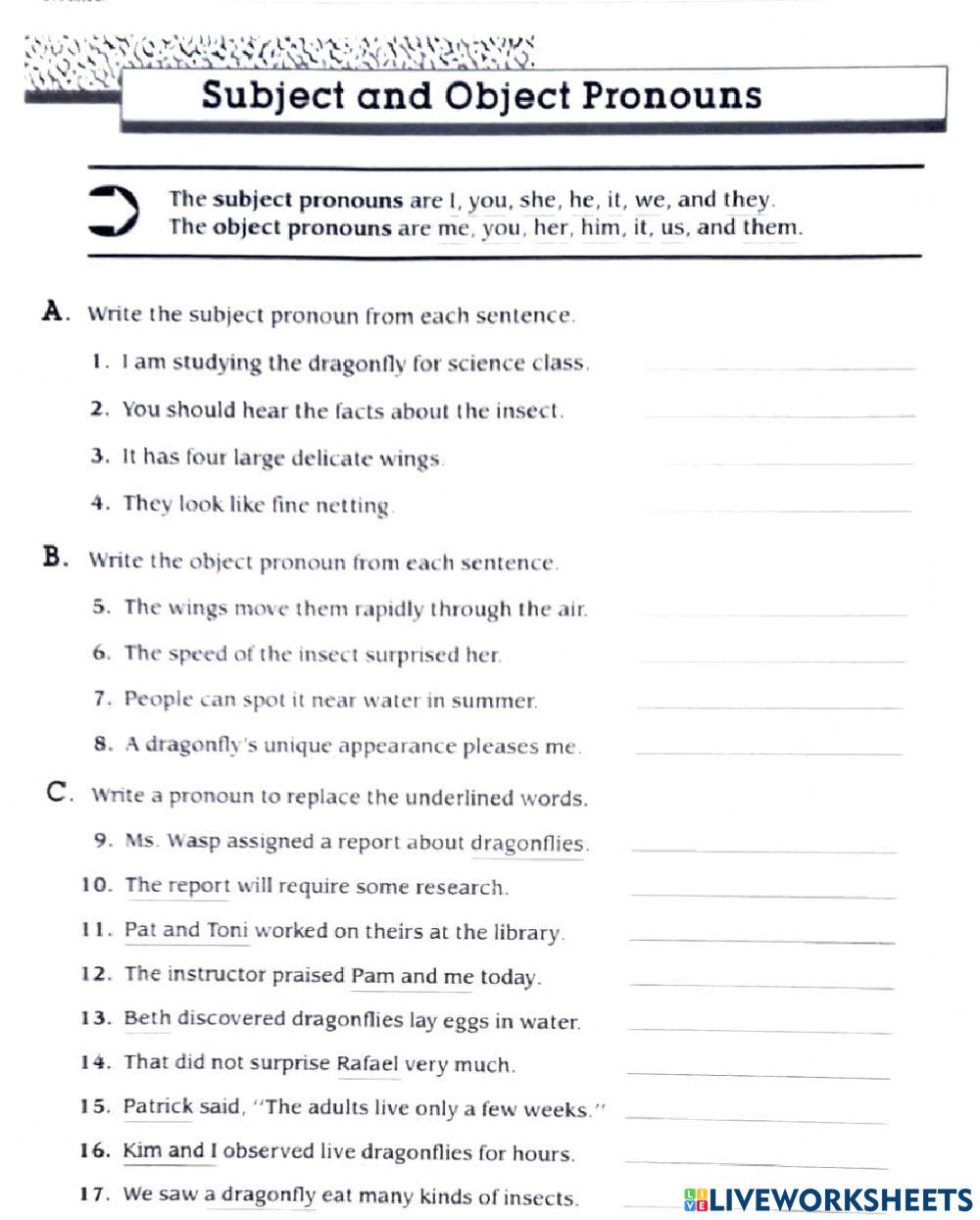Subject and Object Pronouns
