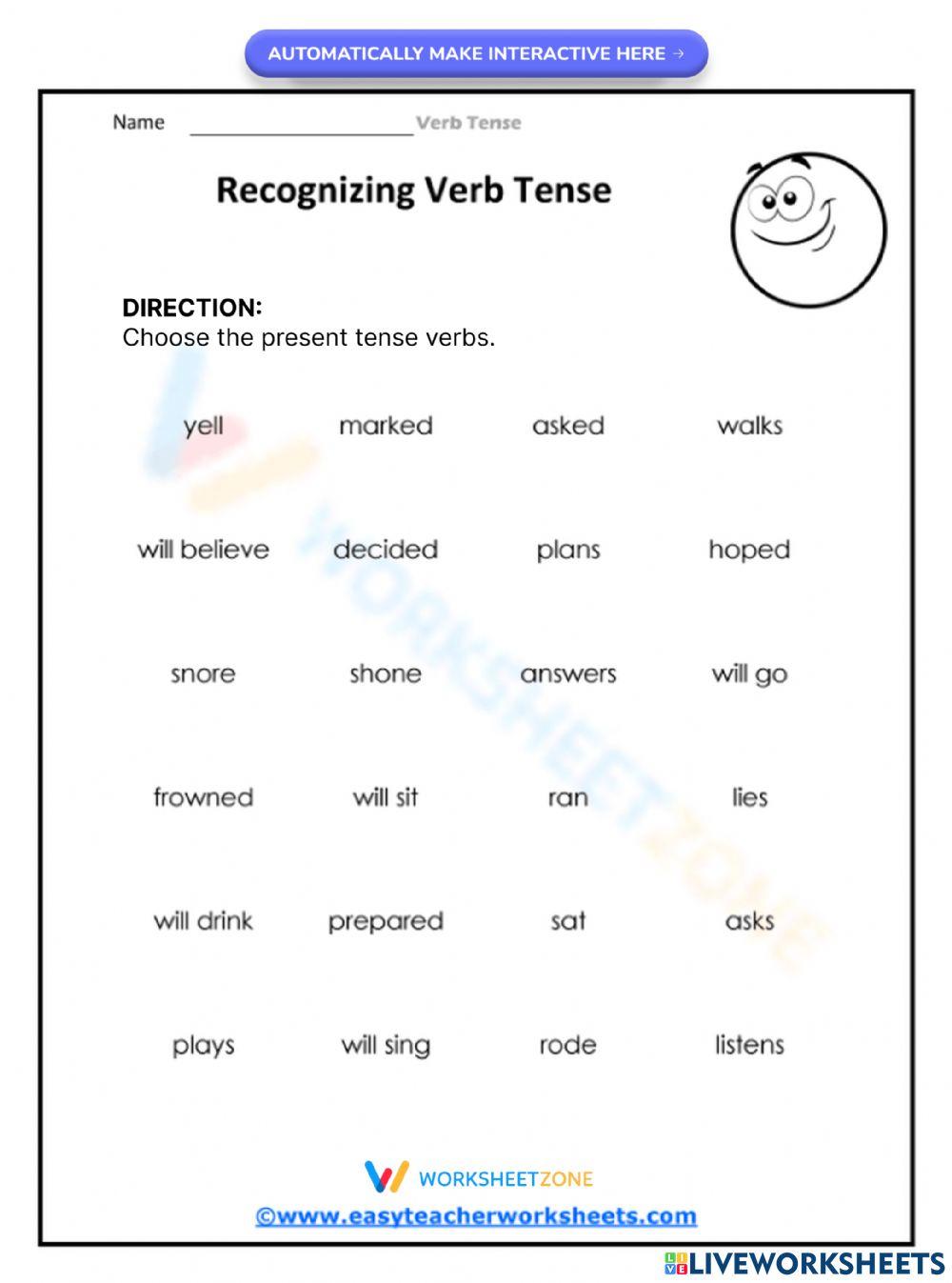 Recognizing Verb Tense