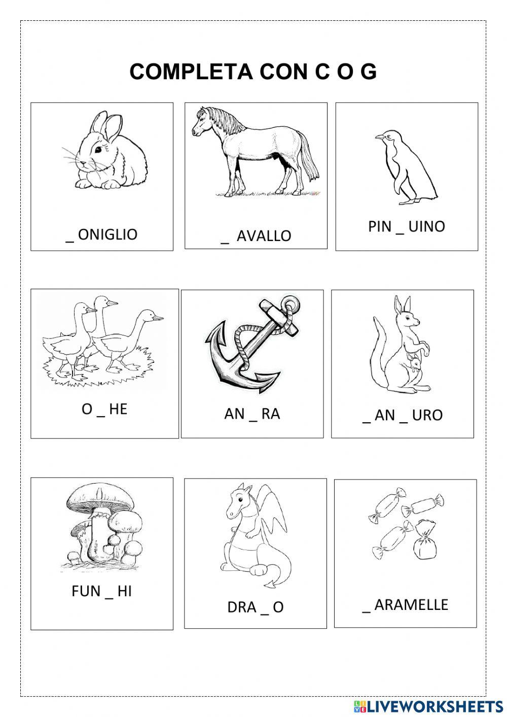 Completa con C oppure G