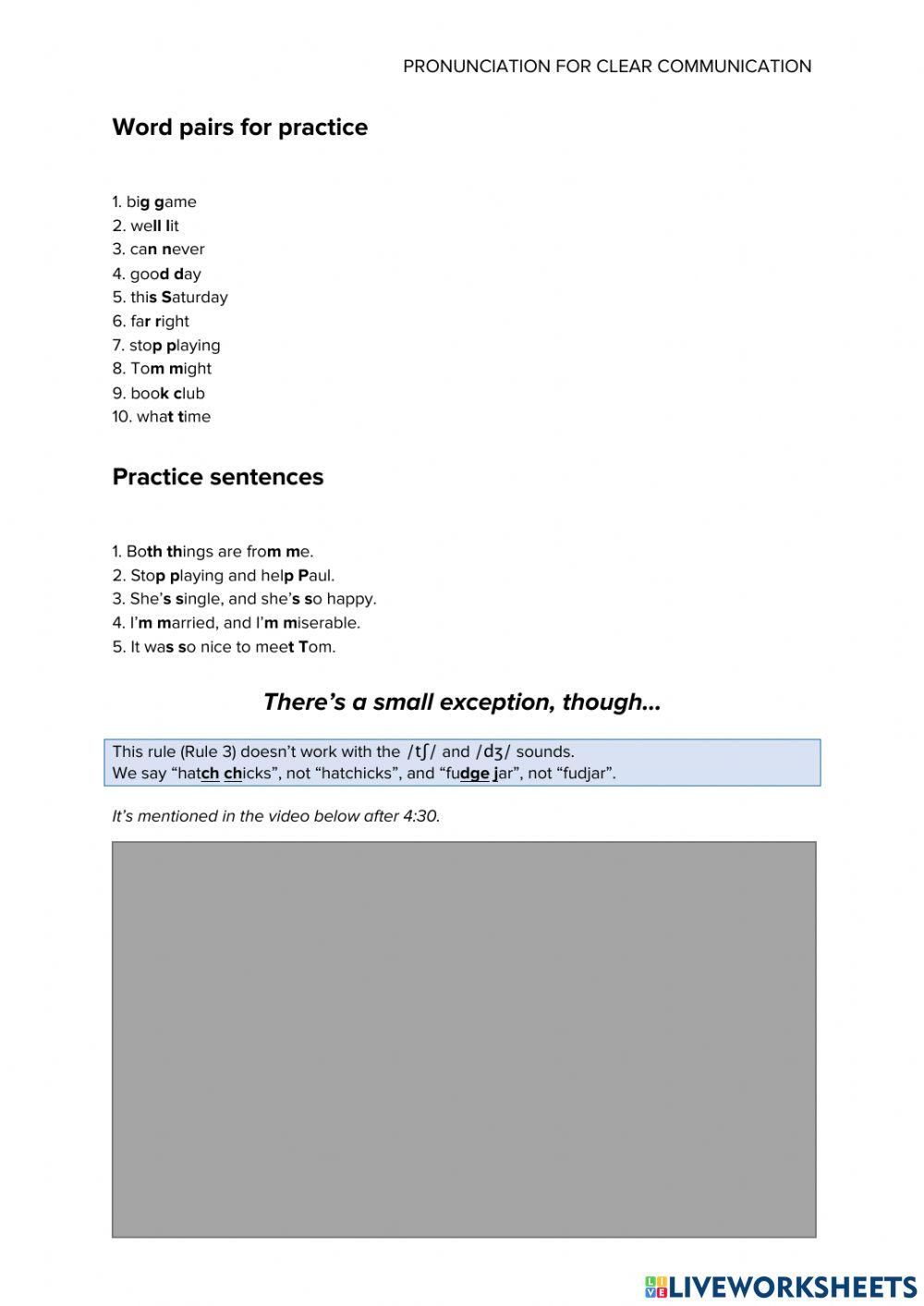 Pronunciation – Linking consonants to consonants