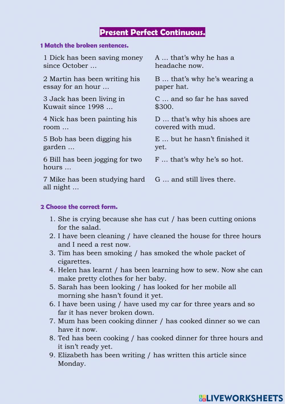 Present Perfect Continuous