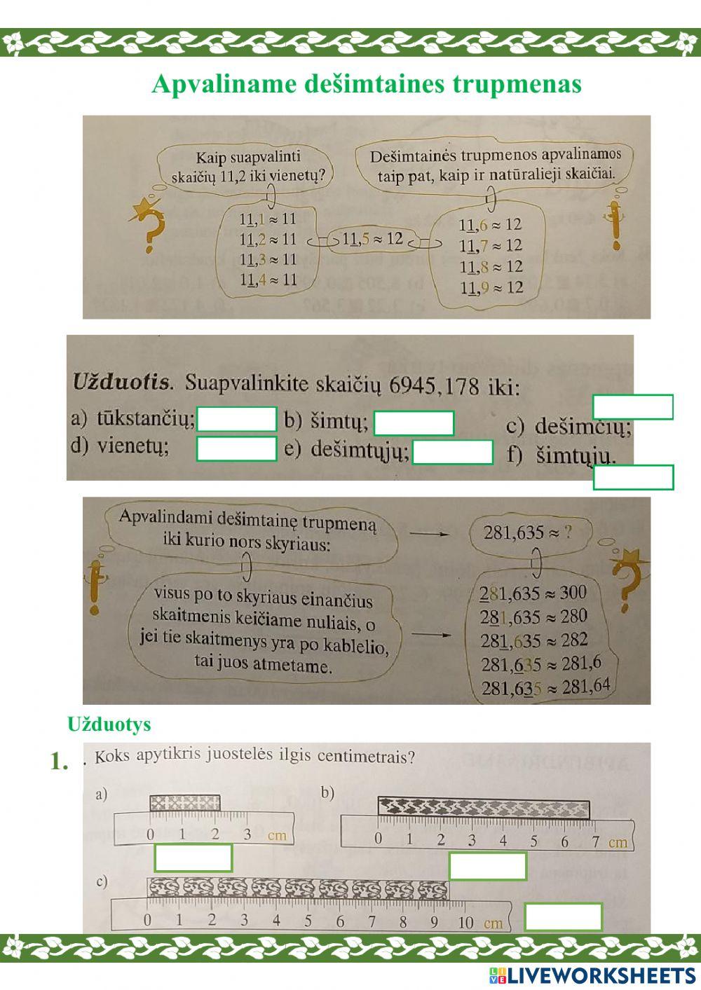 Dešimtainių trupmenų apvalinimas