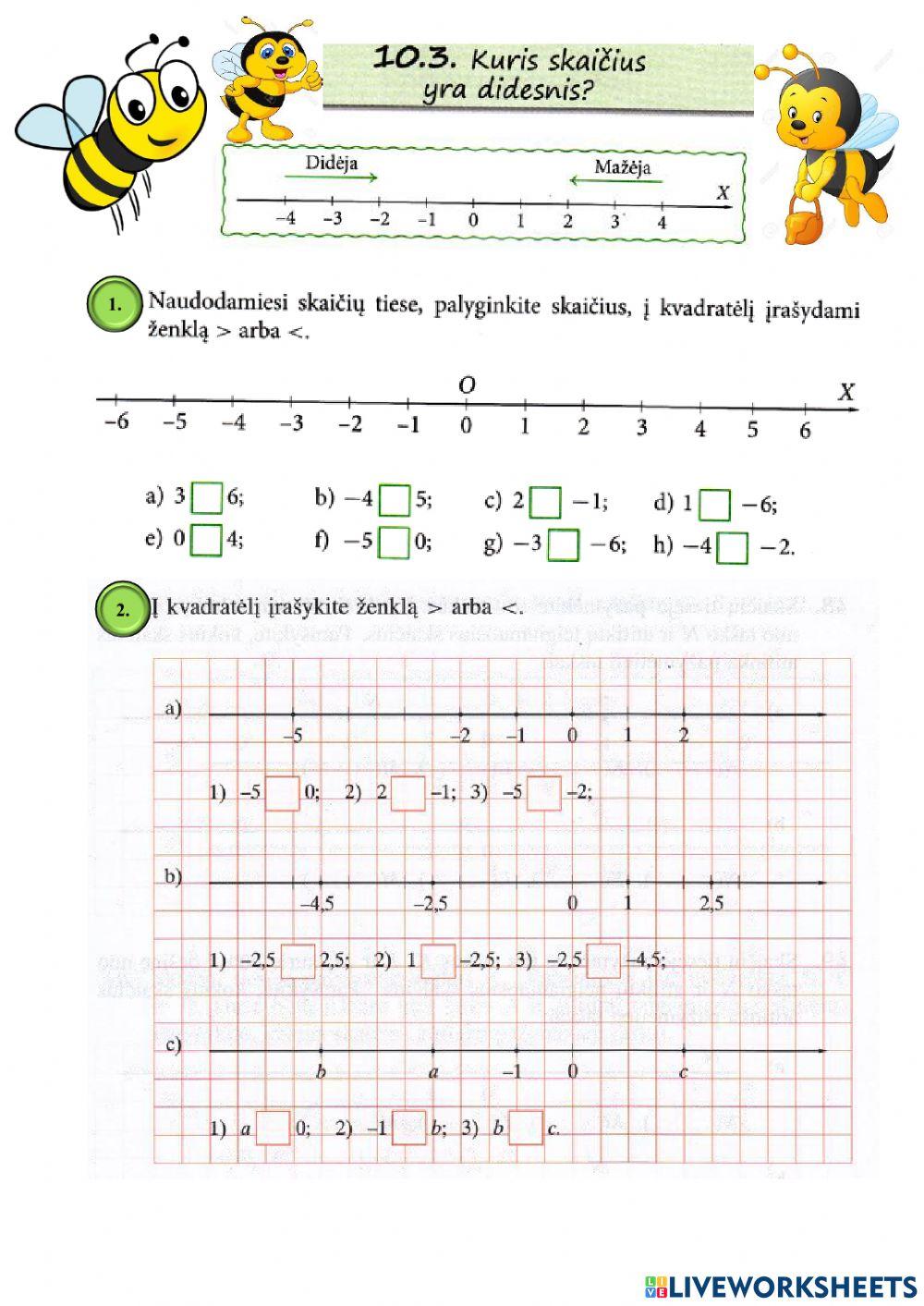 Kuris skaičius didesnis 6 klasei