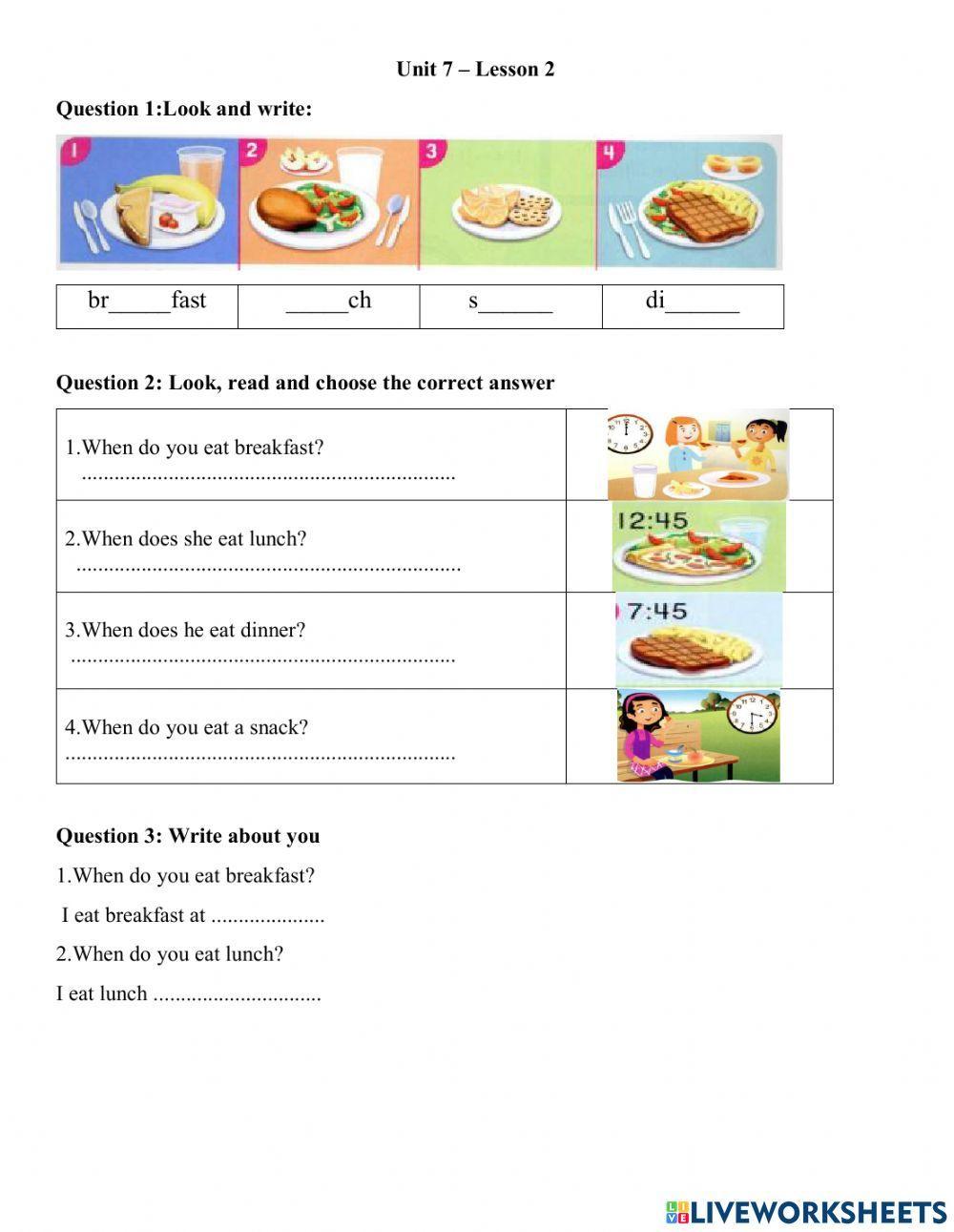 Unit 7 Lesson 2 Online Exercise For Live Worksheets Unit 7 Lesson 2 Online Exercise For Live Worksheets