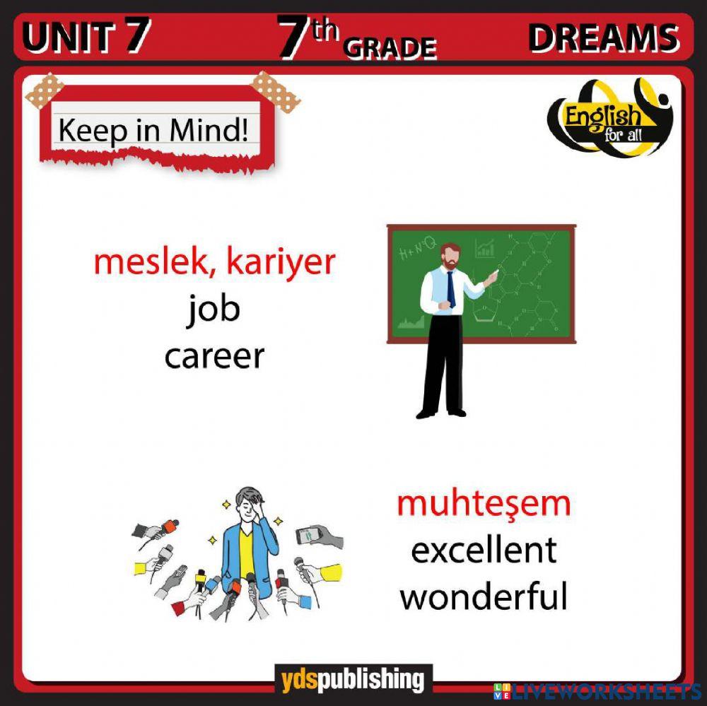Dreams vocabulary-unit 7