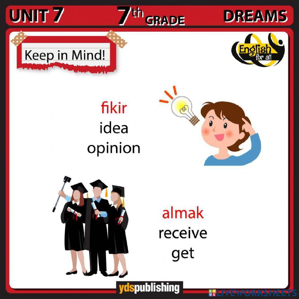 Dreams vocabulary-unit 7