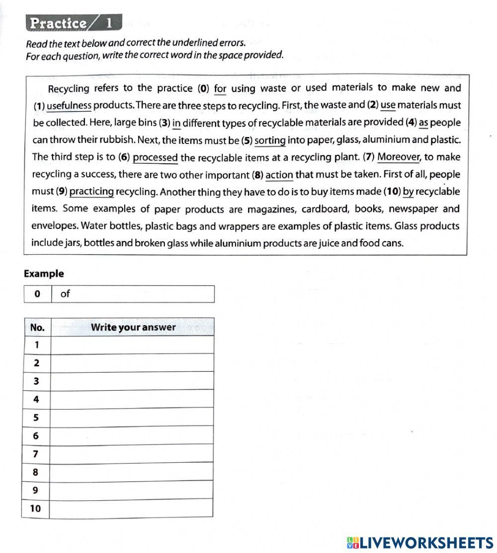 Error Correction Practise 1