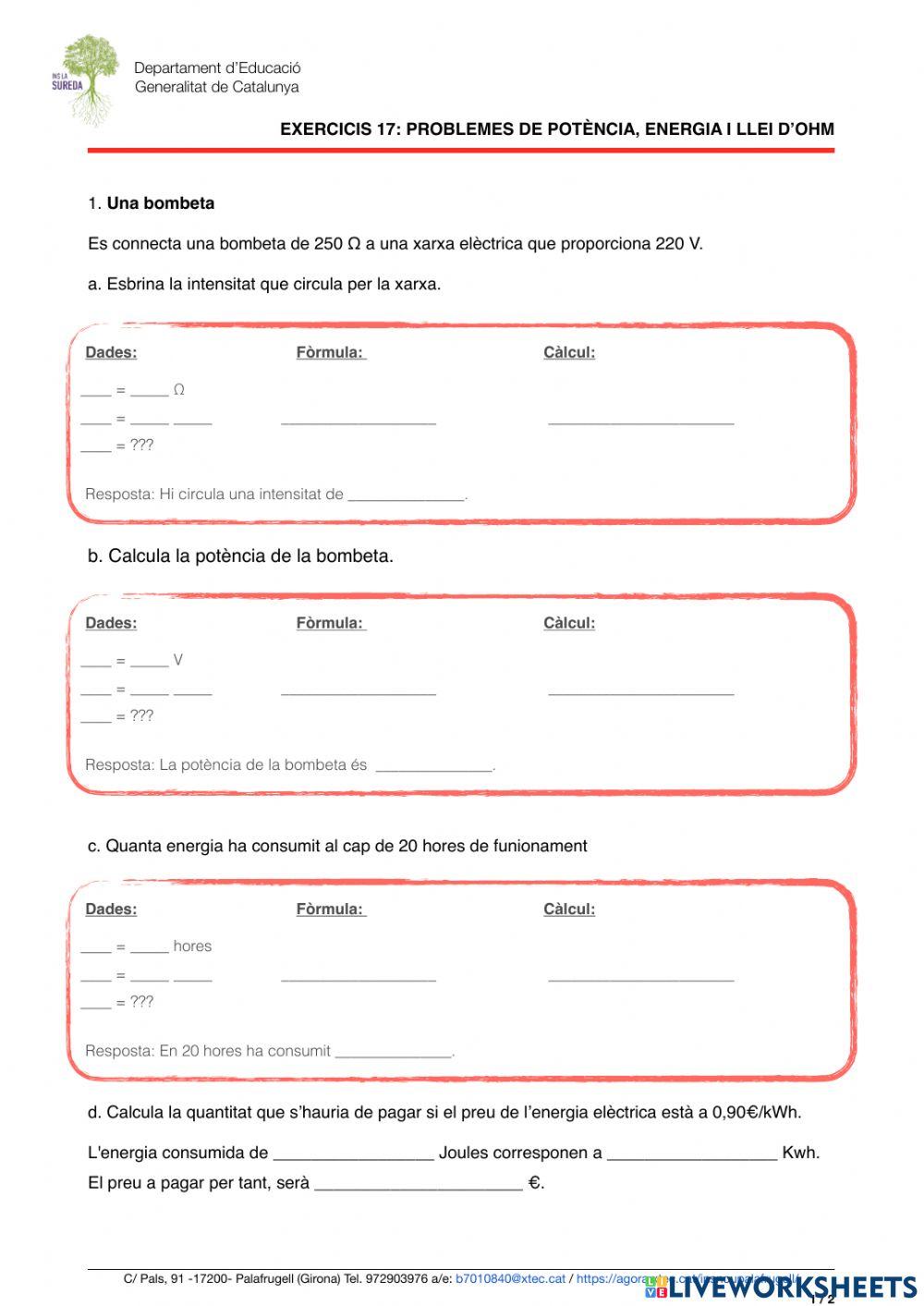 Exercicis 17-Potència i energia (I)