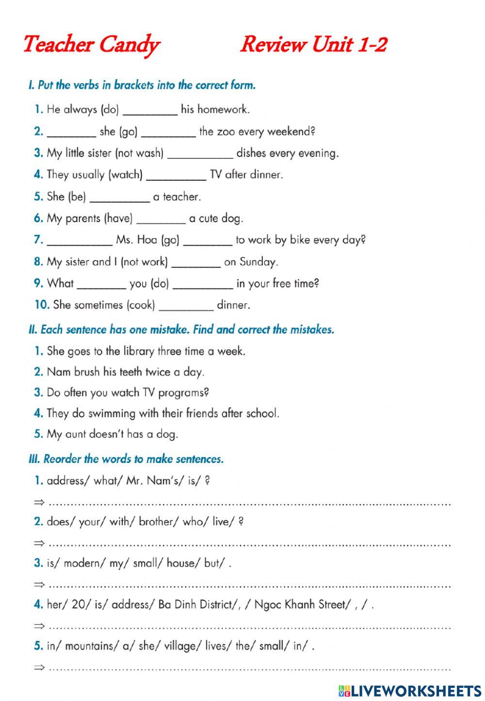 Grade 5 Review Unit 1 and 2