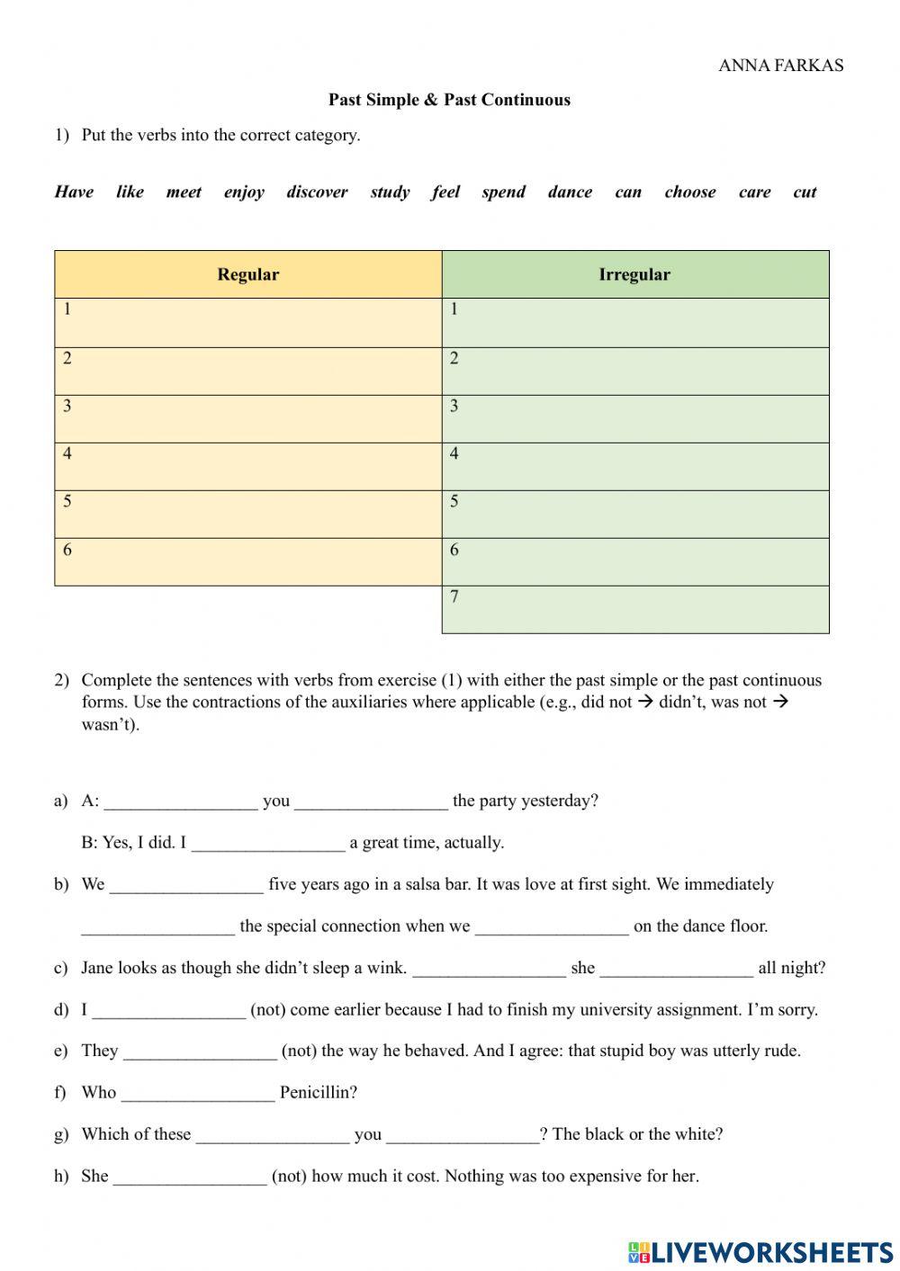 Past simple past continuous