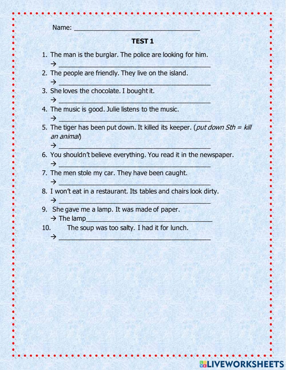 Relative clauses (tests)