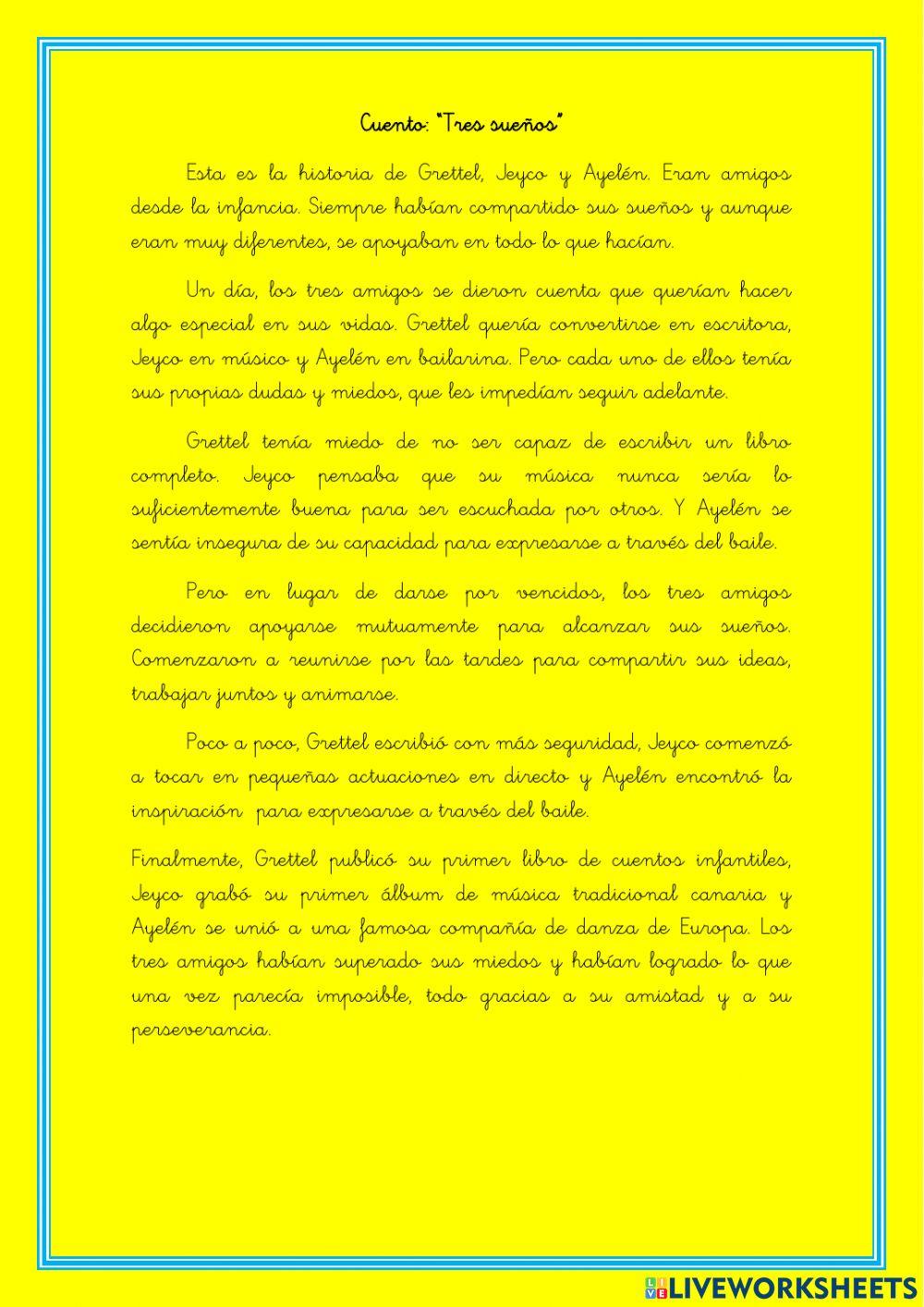 Cuento: TRES SUEÑOS