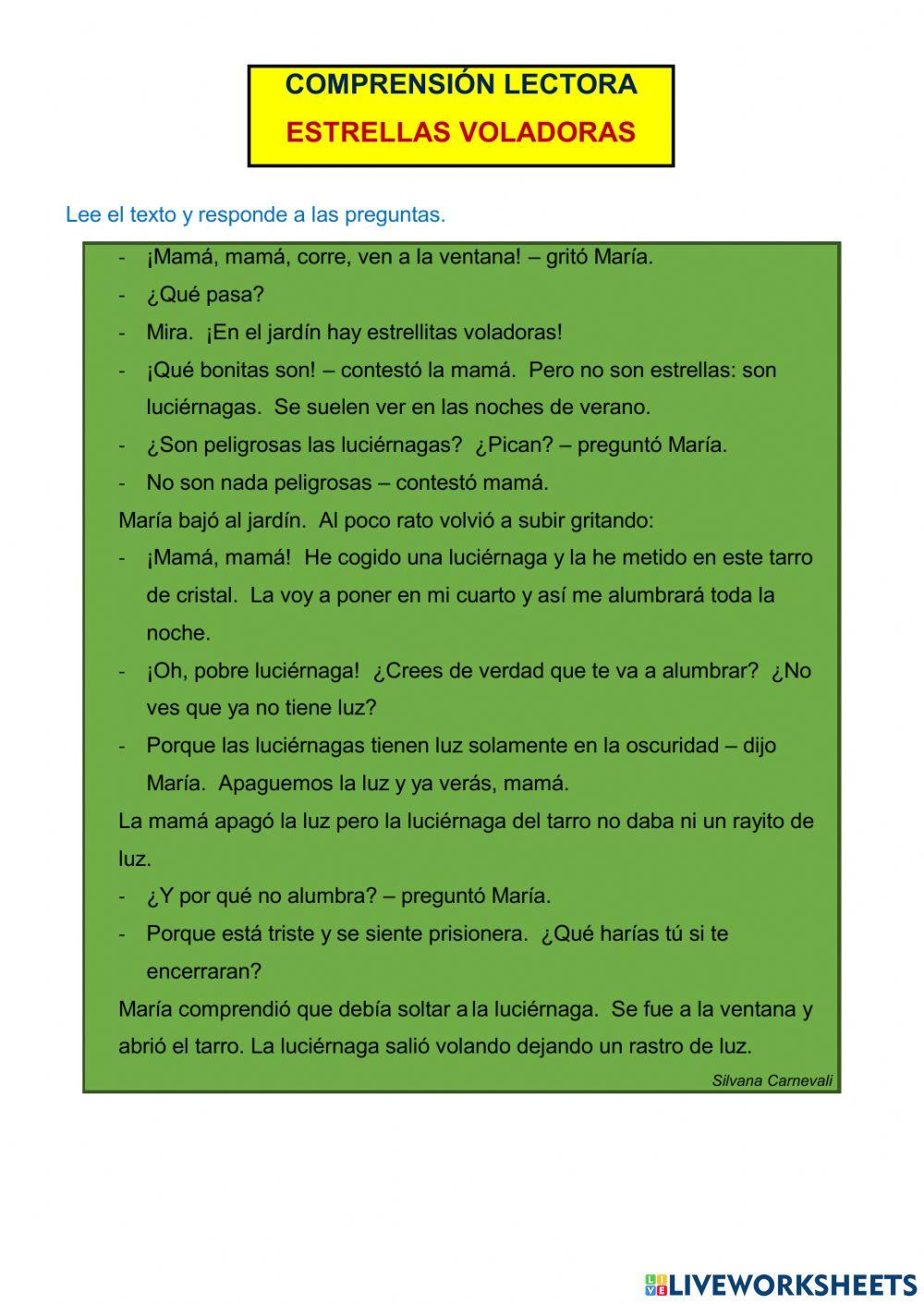 Comprensión lectora: Estrellas voladoras
