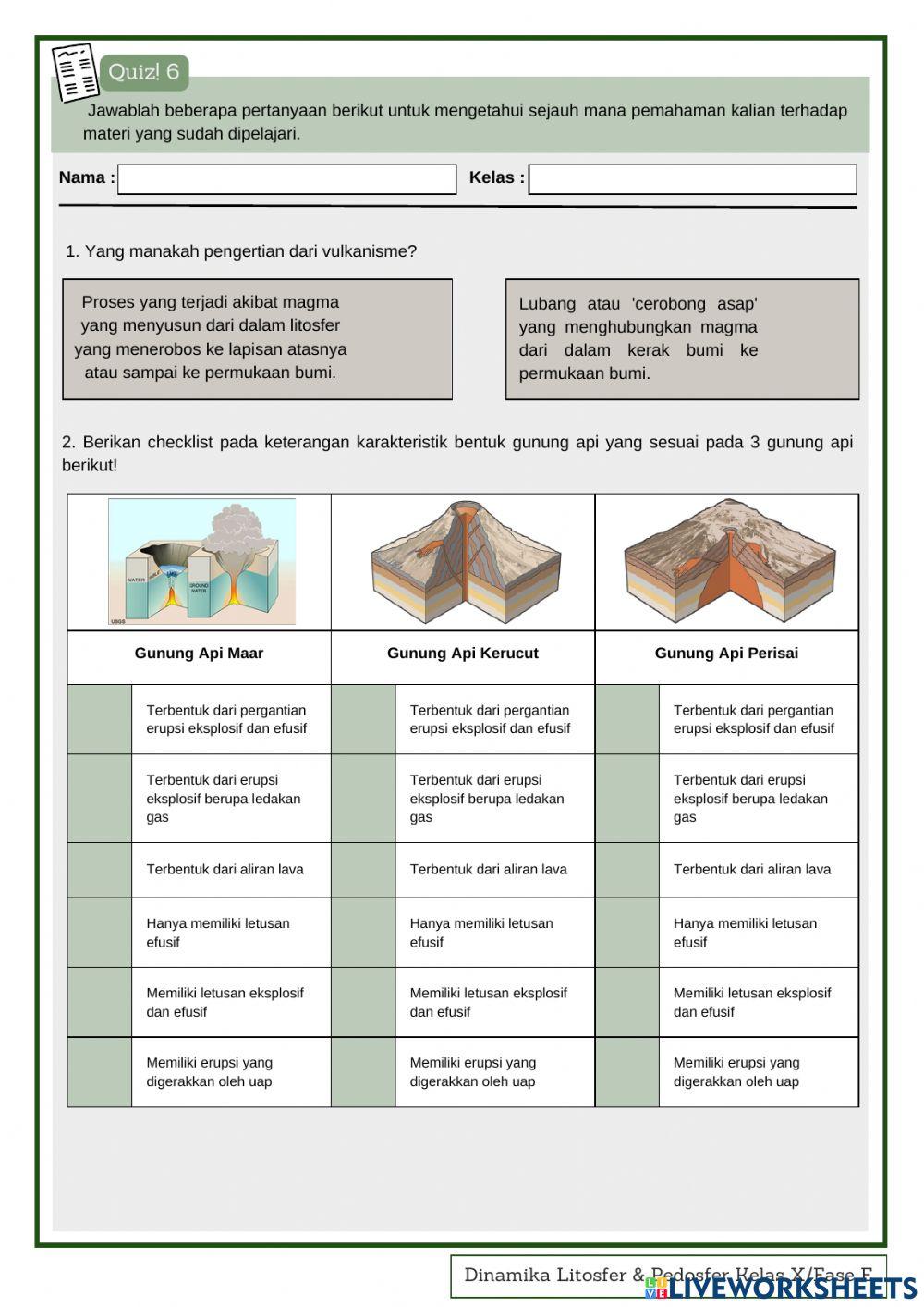 Quiz 5-7 Tenaga Endogen (Tektonik, Vulkanik, dan Seisme)