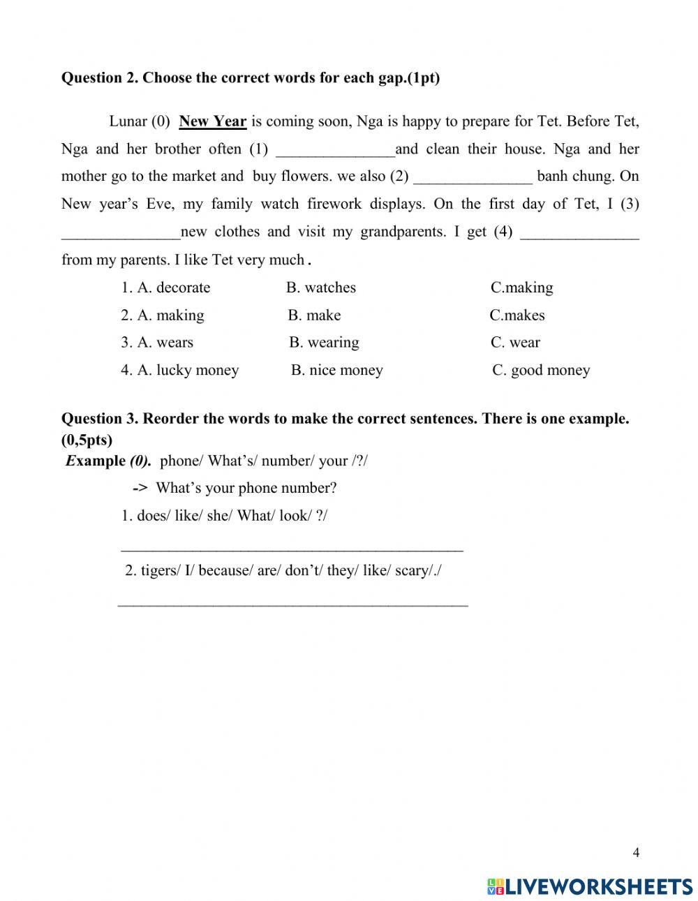 Final test II grade 4