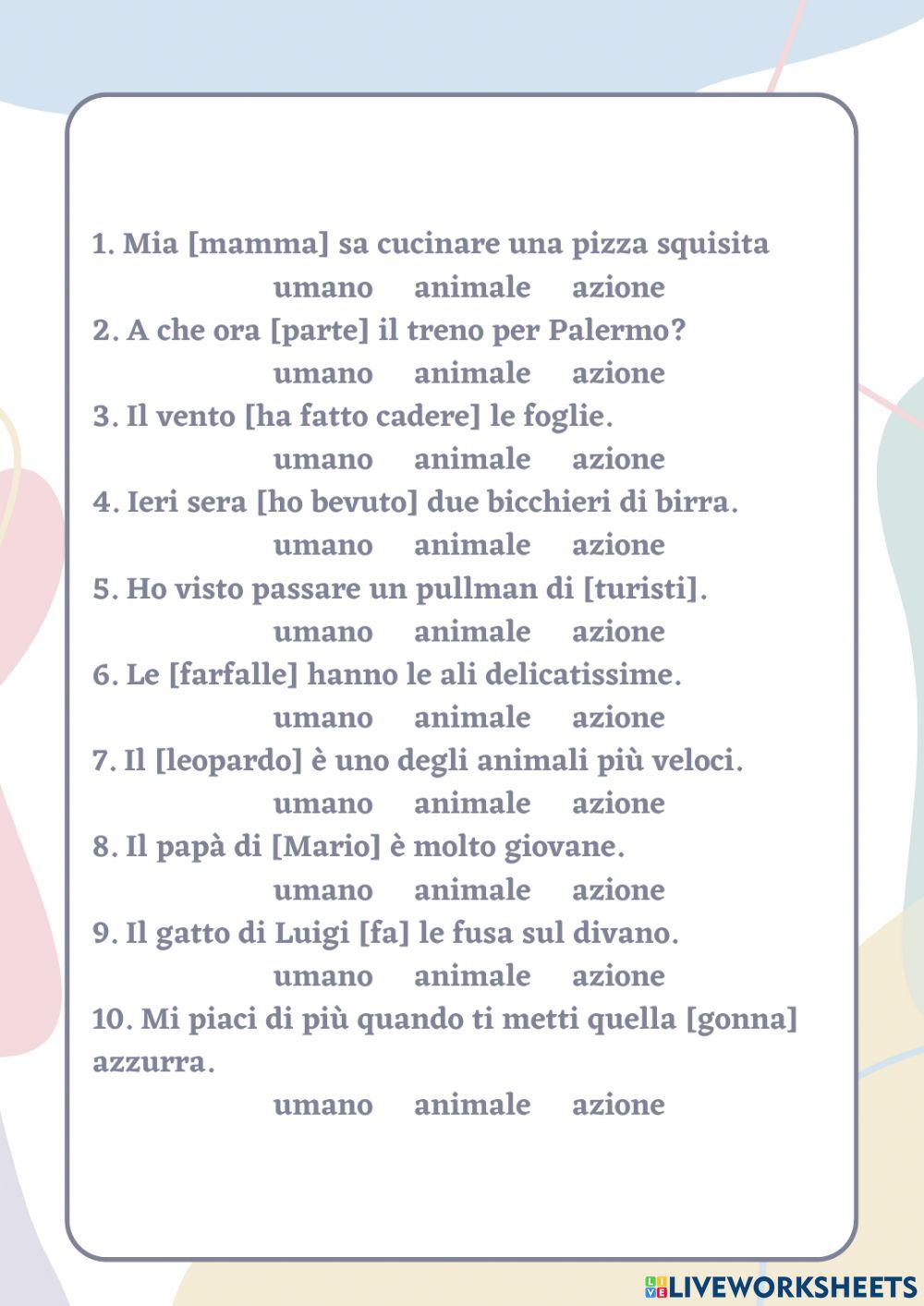 Scegli cosa indicano le parole