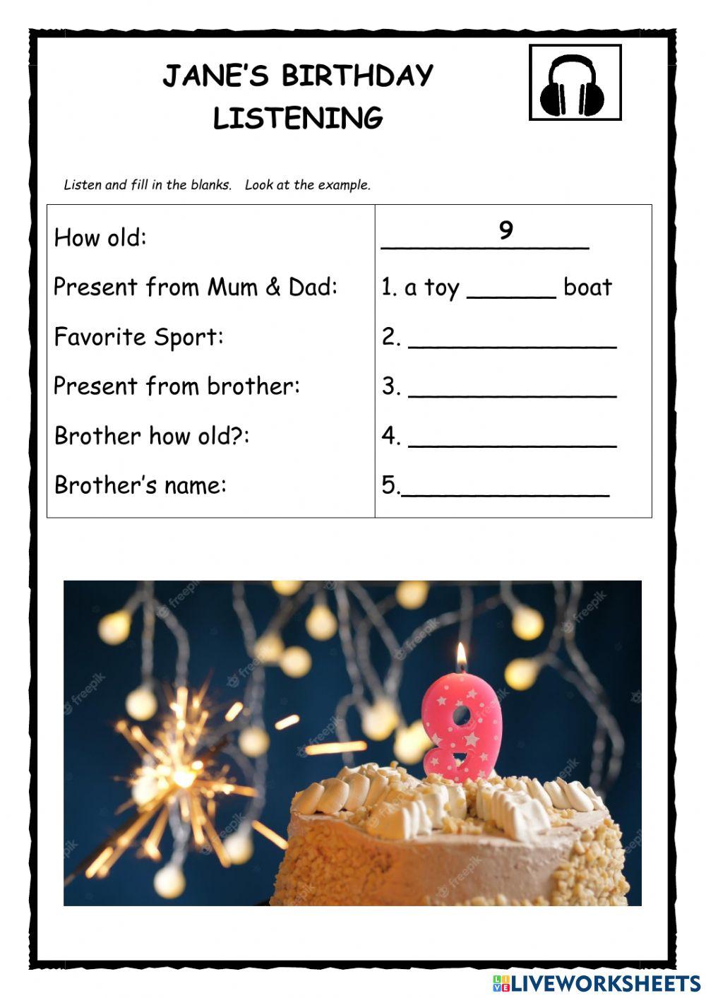 Jane's Birthday Listneing