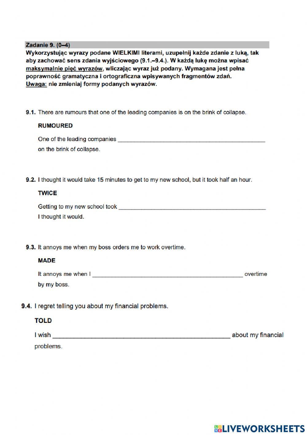 Matura rozszerzona Use of English