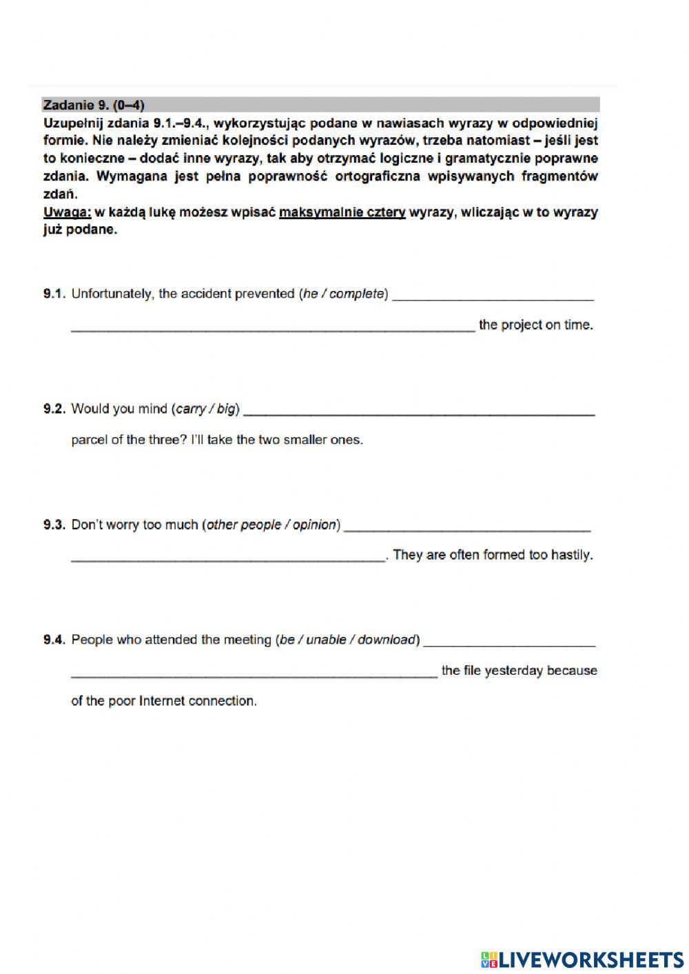 Matura rozszerzona Use of English