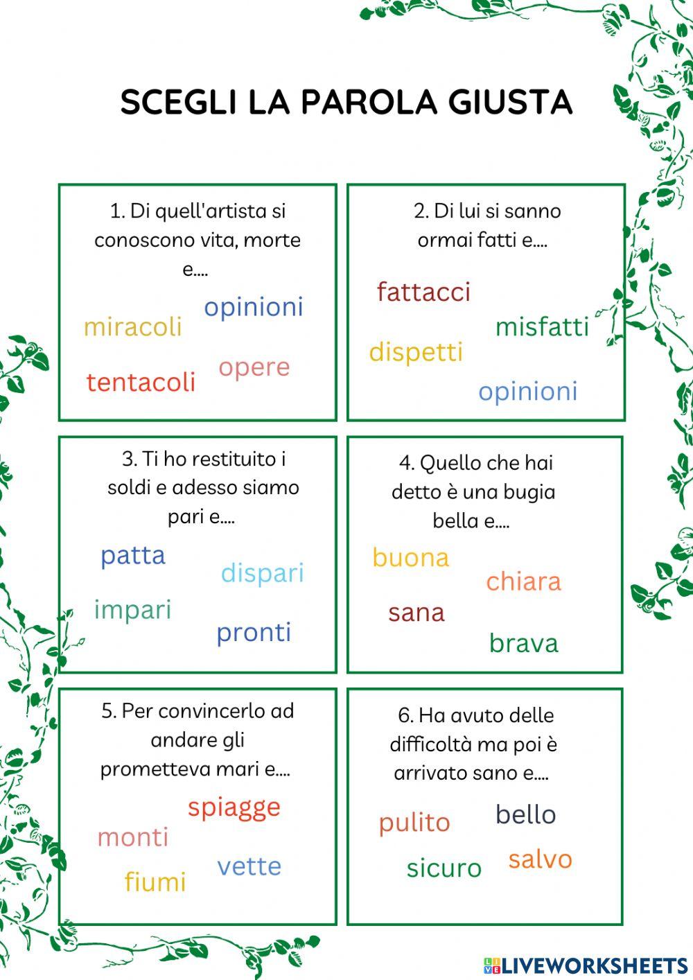 Scegli la parola giusta