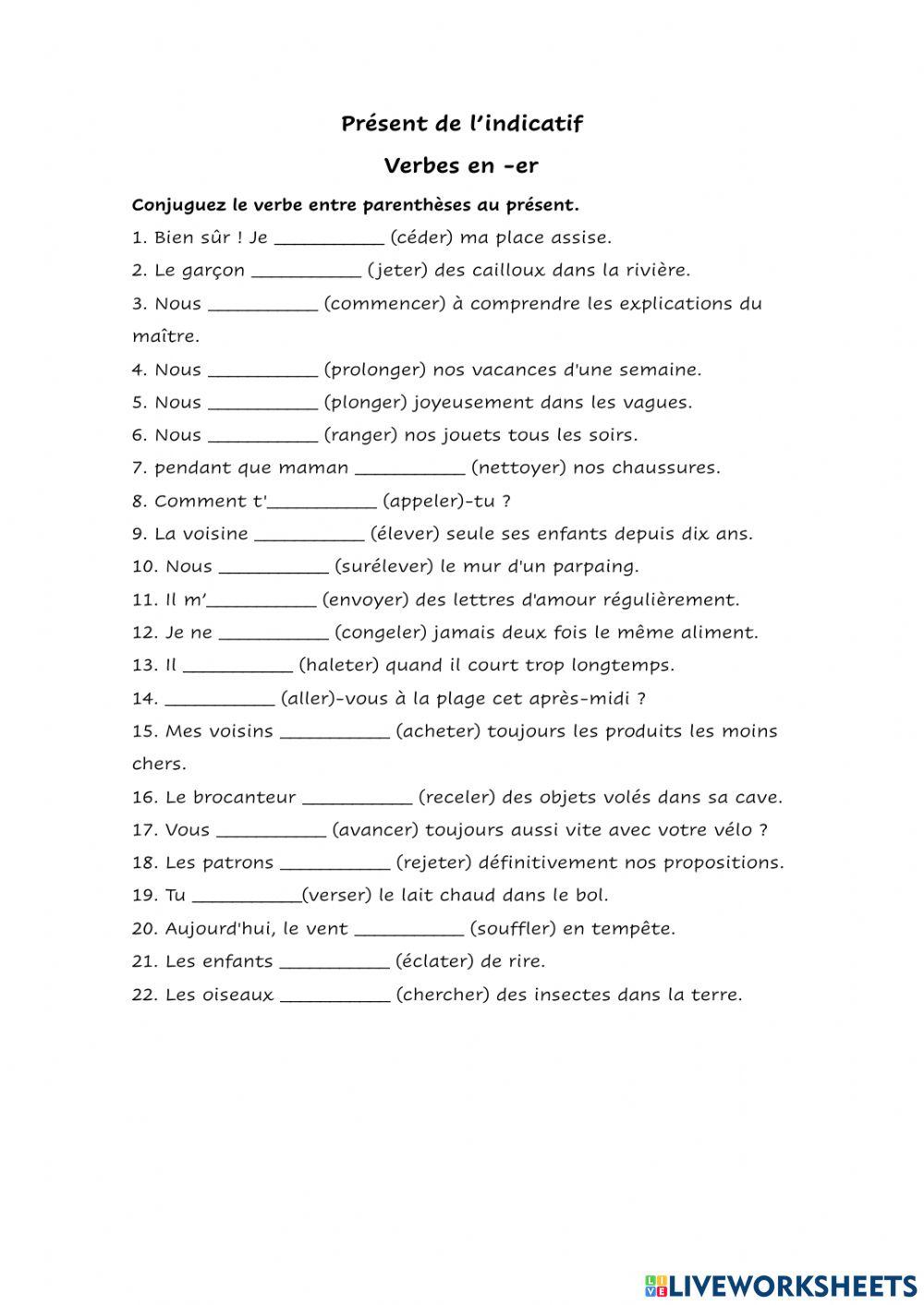 Présent de l'indicatif