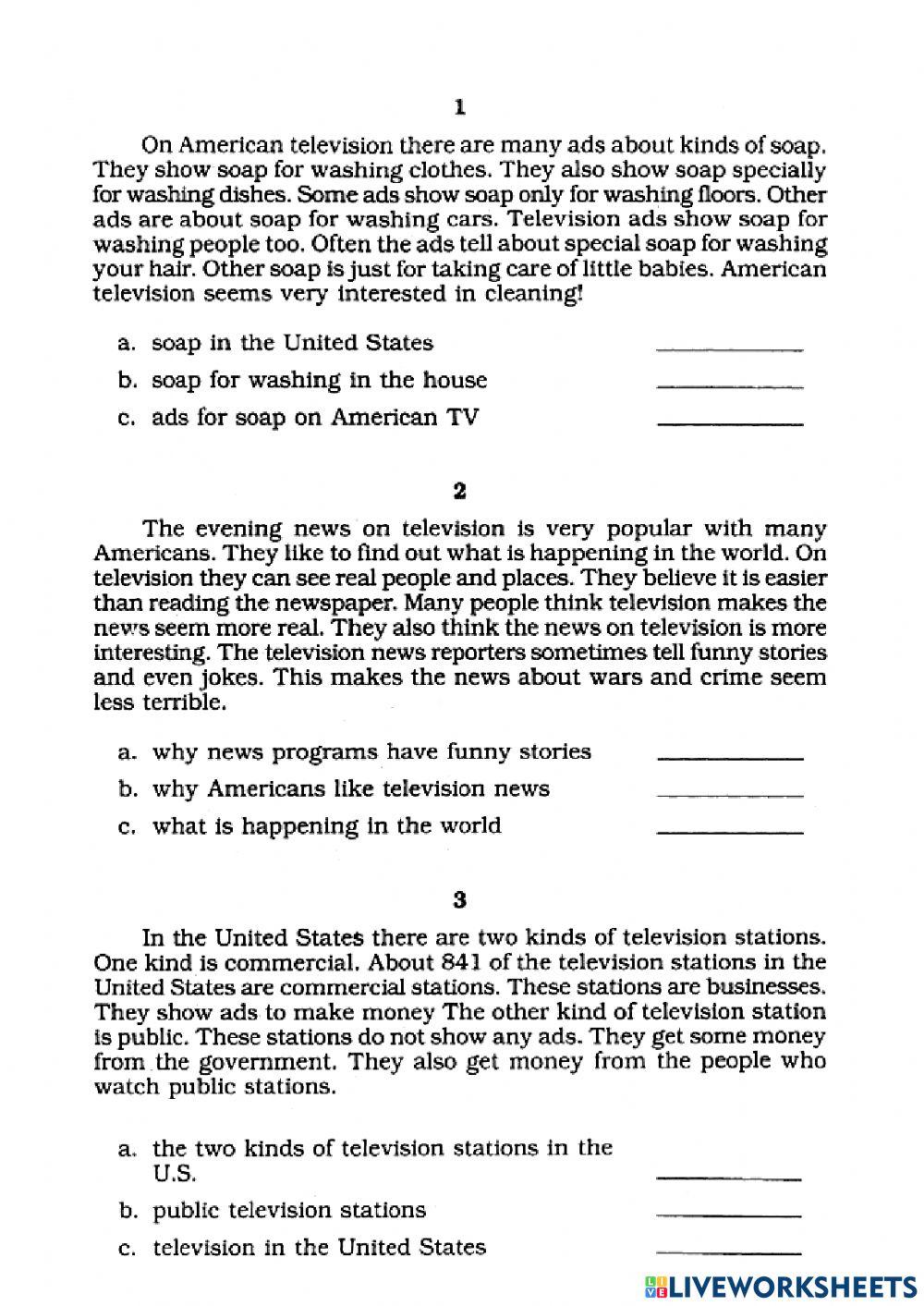 Topics of Paragraphs