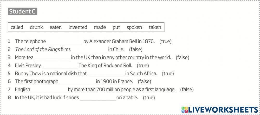 Roadmap A2+ 10B: Present and Past Passive Student C