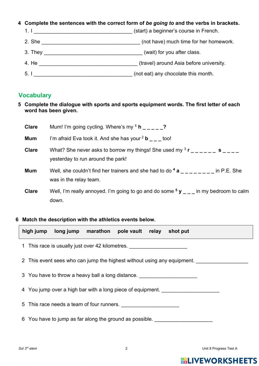 Sol-Elem 3rd-Unit 8 Progress test A