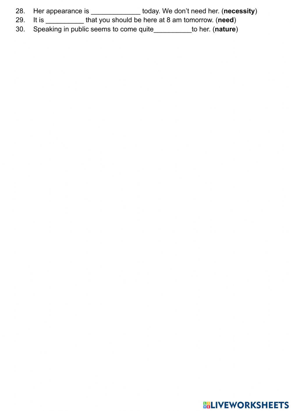 Grade 9 - word form 5