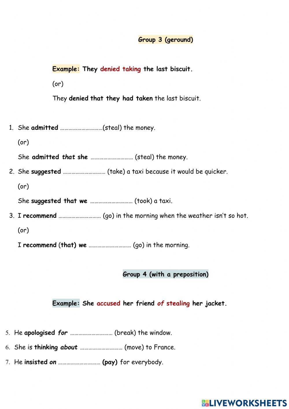 Reported Speech - reporing verbs