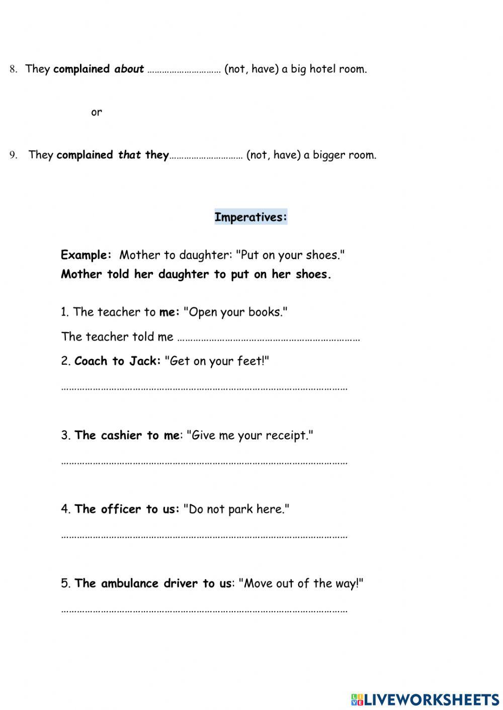Reported Speech - reporing verbs