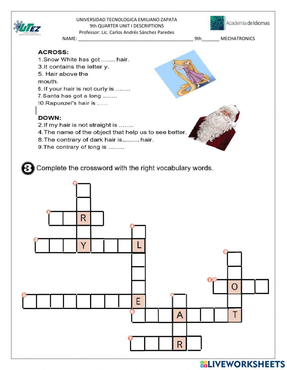 Descriptions Vocabulary