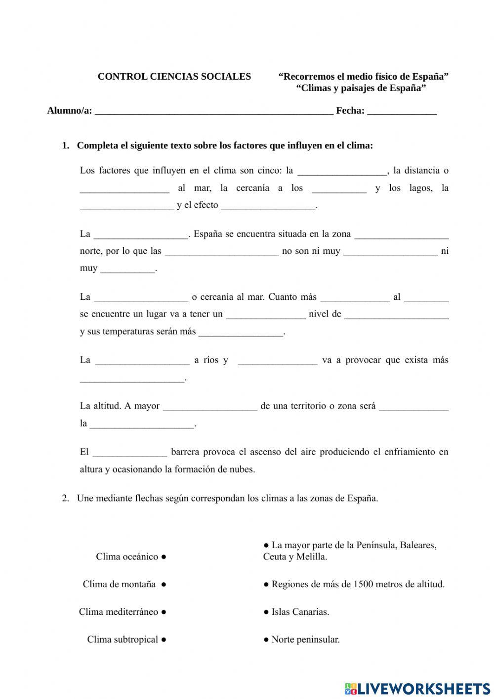 Control de los climas y paisajes de España
