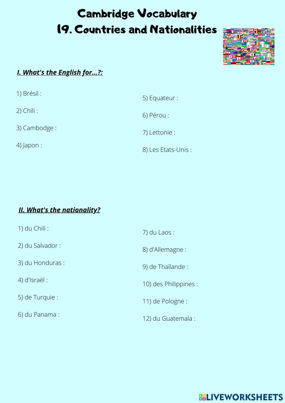 Countries and Nationalities